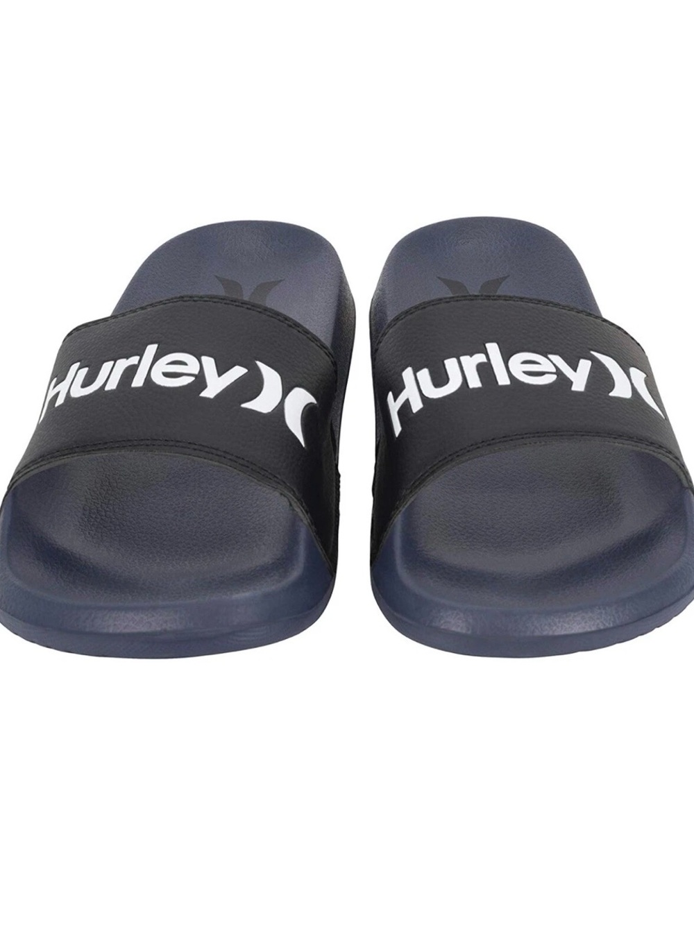 Hurley Black Strap Navy Slide Sandals with White Logo Size 10